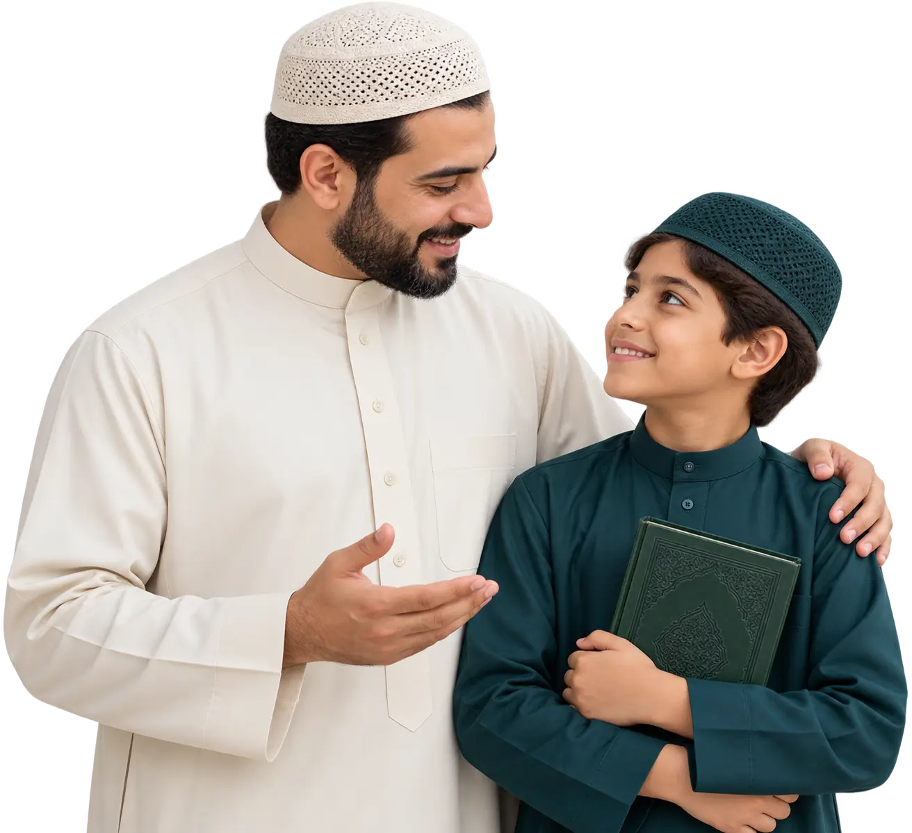 Father encouraging his son