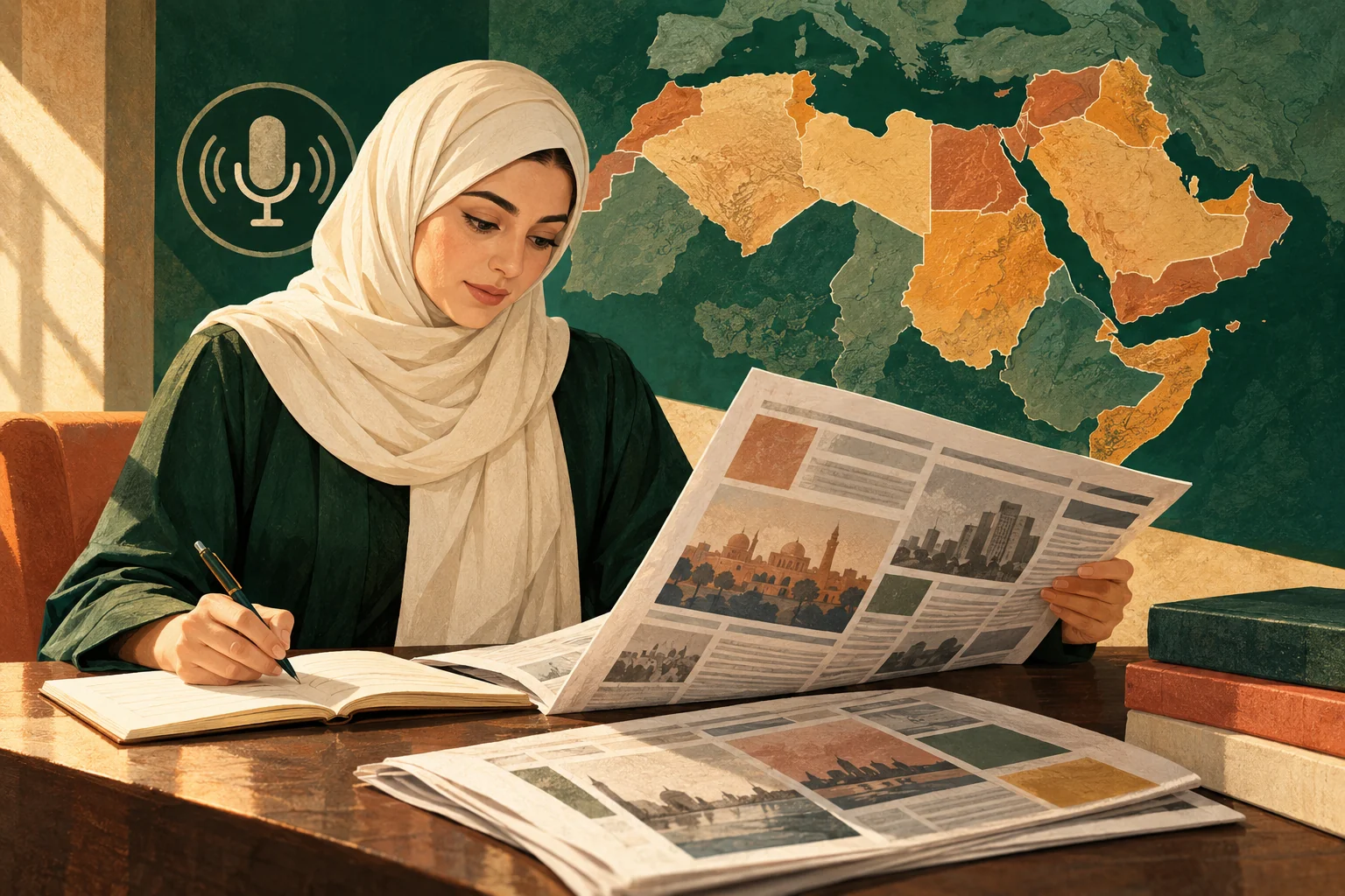 Adult learner studying Modern Standard Arabic through reading and writing