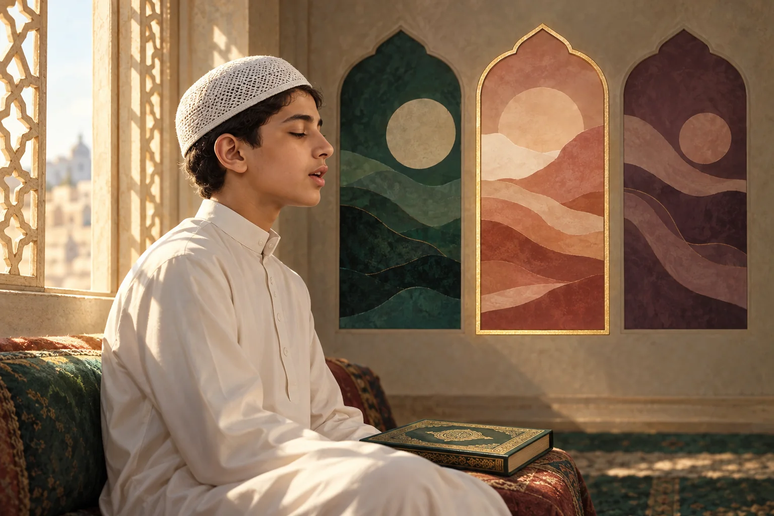 Young learner following a focused selected-Surah memorisation plan
