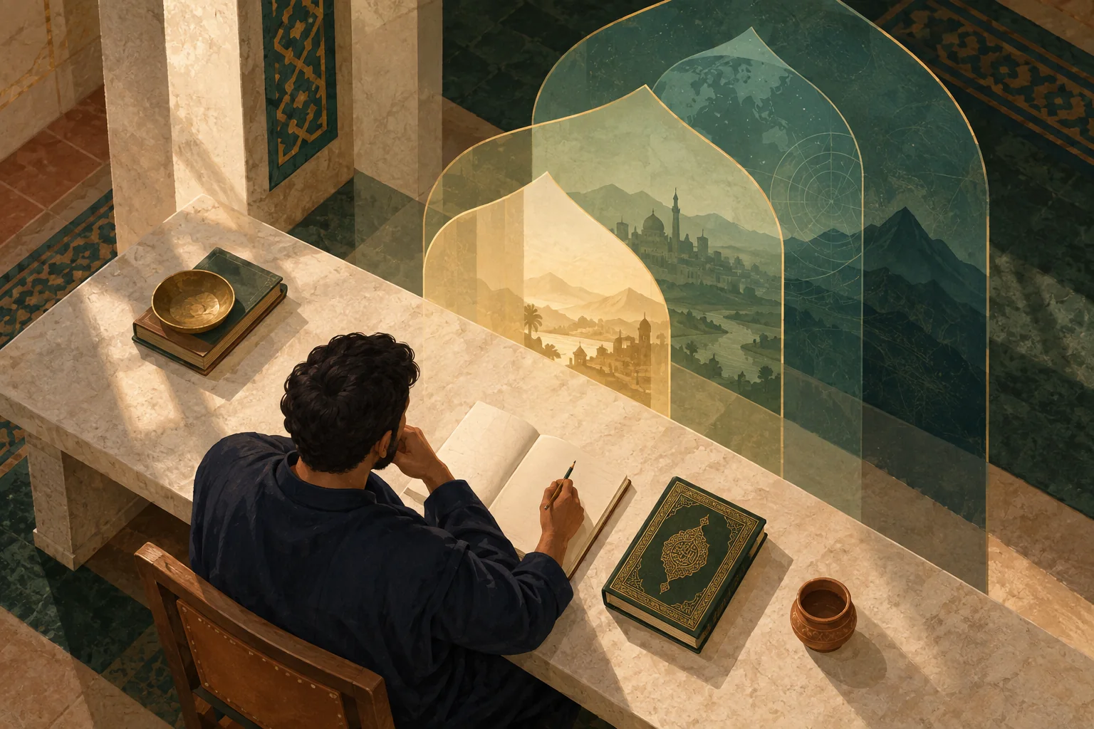 Adult studying the meaning and Tafseer of the Quran